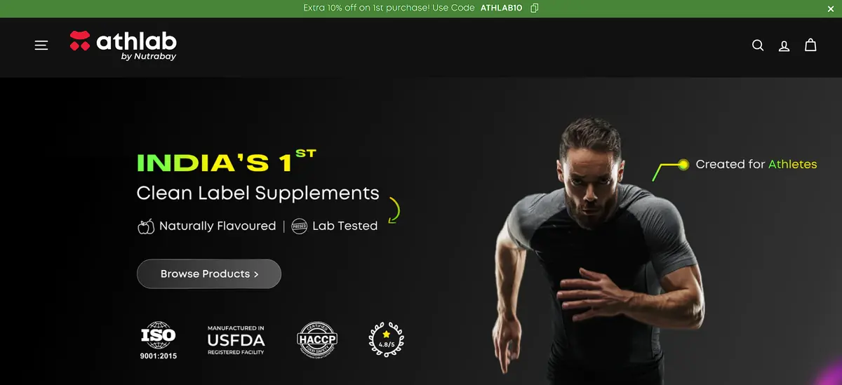athlab.in website built by MakeMyApp