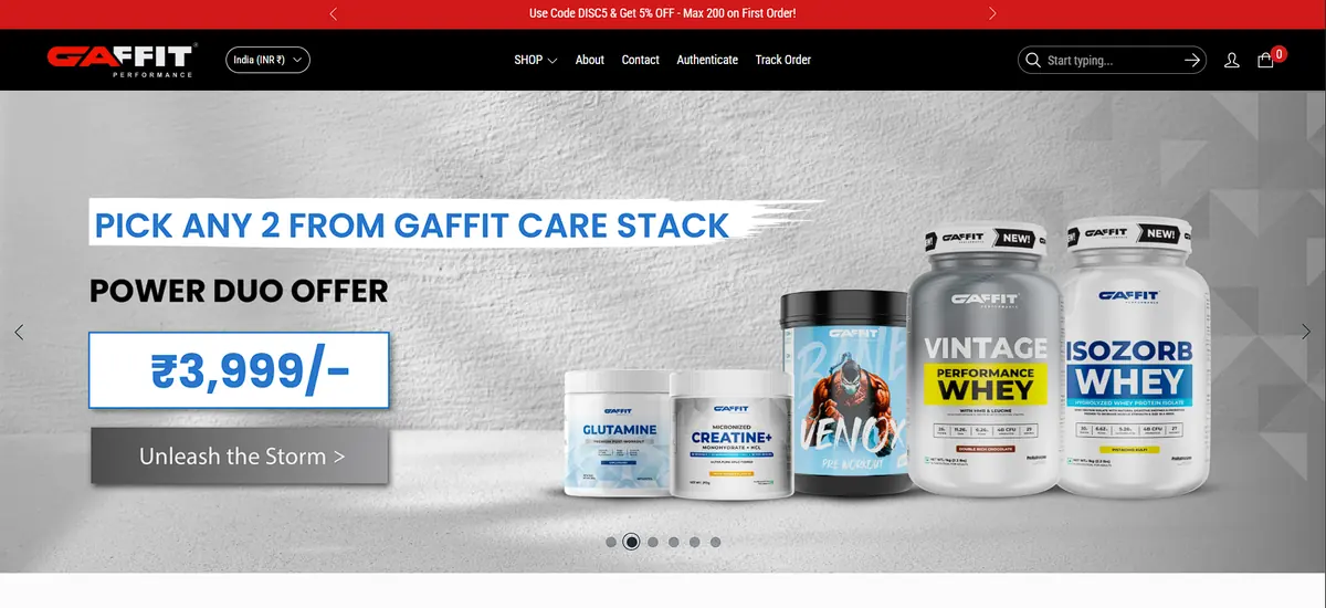 gaffit.in website built by MakeMyApp